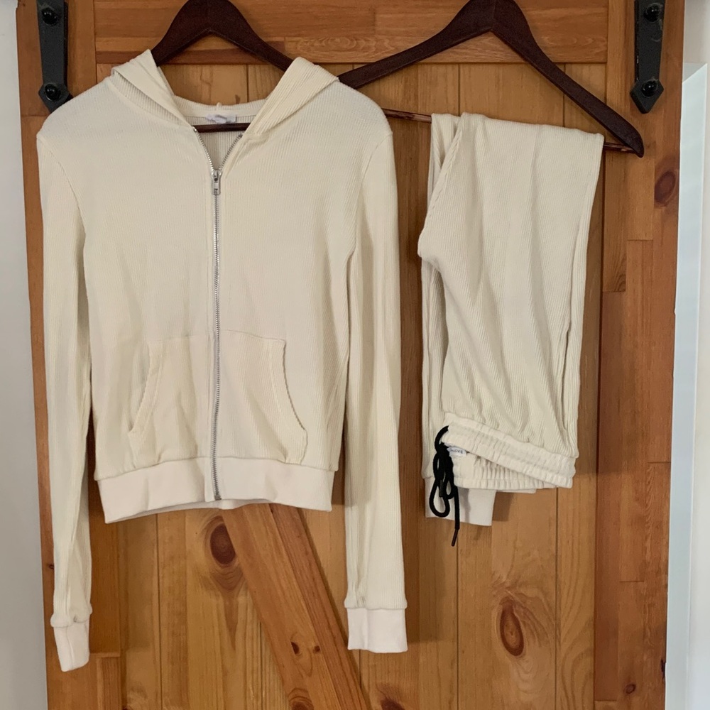 Privileged Cream Track Pants & Hoodie Set